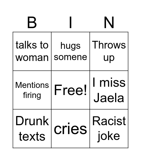 Drunk julian Bingo Card