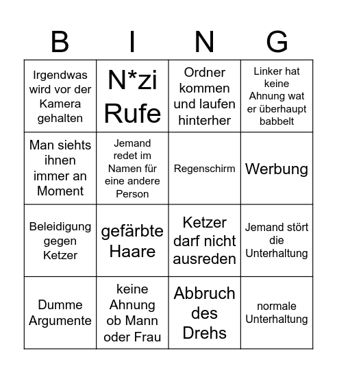Ketzer Bingo Card