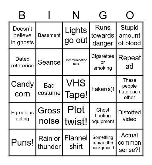 Halloween Movie 2025 Bingo Card