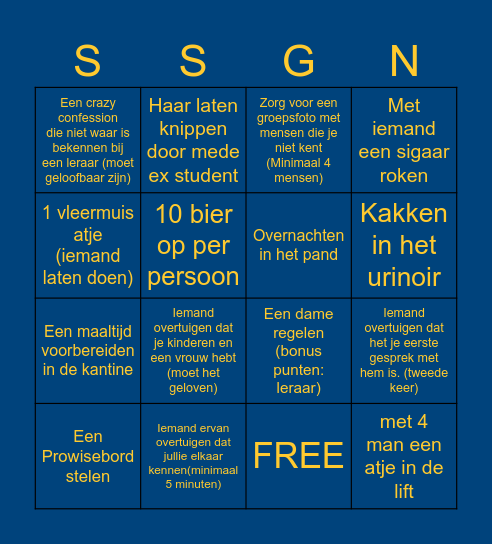 SSGN Reunie Bingo Card