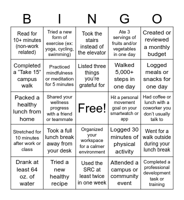 Balance Before The Break Bingo Card
