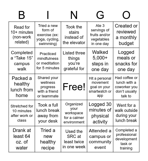 Balance Before The Break Bingo Card