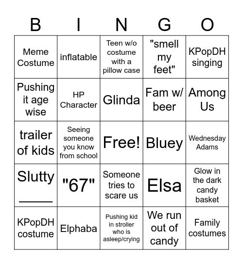 Halloween Bingo 2025 Bingo Card