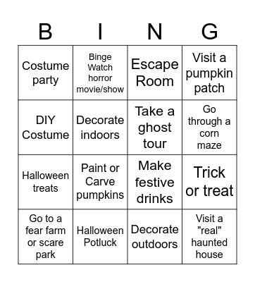 Halloween Bingo Card