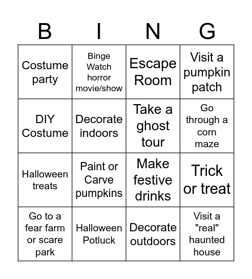 Halloween Bingo Card