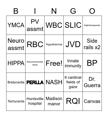 NURSING SCHOOL BINGO!! Bingo Card