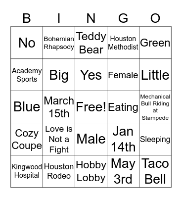 Baby Bingo Card