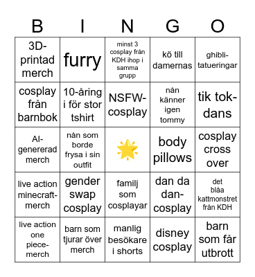 comic con 2025 Bingo Card