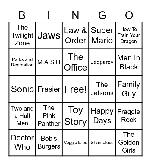📺 Theme Songs 📺 Bingo Card