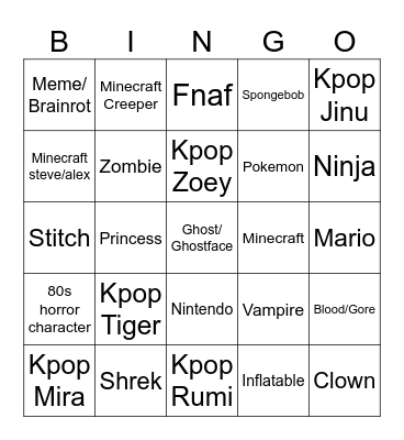 2025 Halloween Costume Bingo Card
