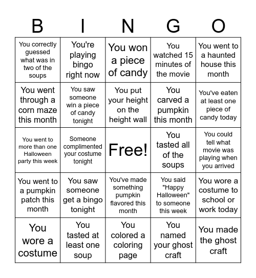 SOUP & SPOOK BINGO Card