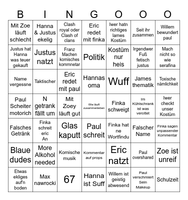 Party Bingo Card