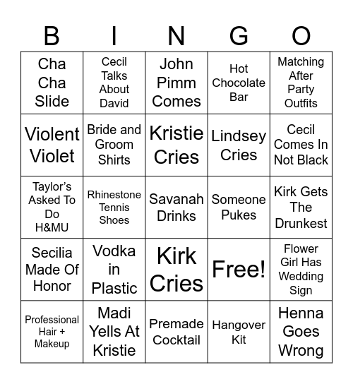HERE COMES THE YUM Bingo Card