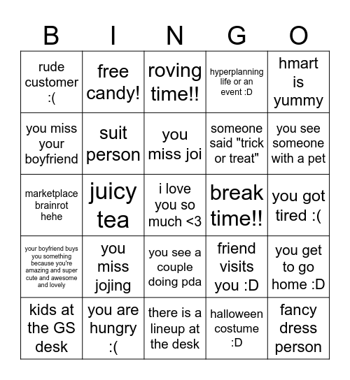 MWAH Bingo Card