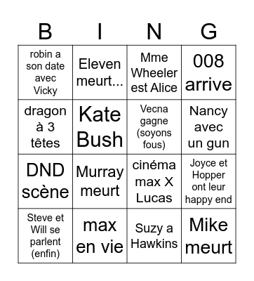 stranger things saison 5 Bingo Card