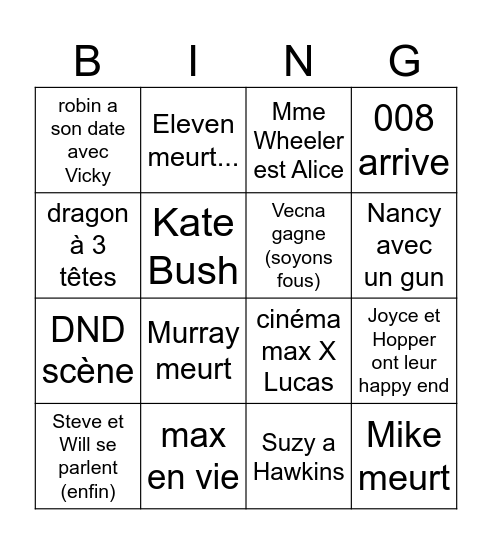 stranger things saison 5 Bingo Card