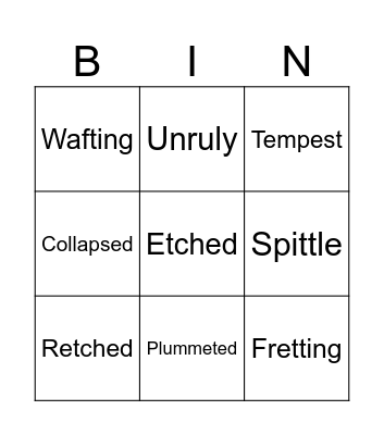 Letters from Rifka Vocabulary Bingo Card