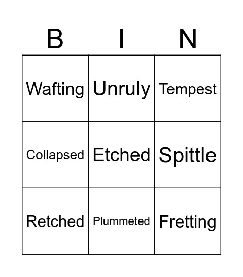 Letters from Rifka Vocabulary Bingo Card