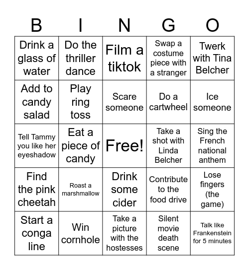 G&E's Legendary Halloween Party 2025 Bingo Card