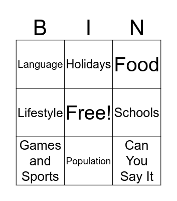 ITALY Bingo Card