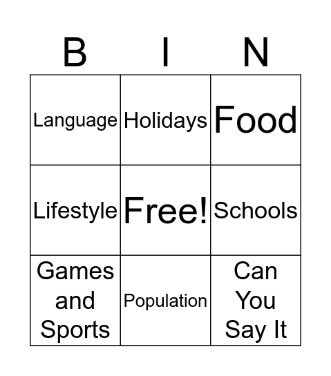 ITALY Bingo Card
