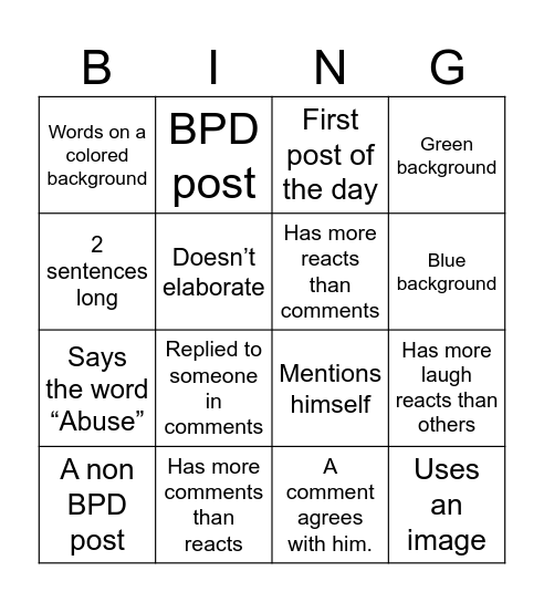 Jason Tanner bingo Card