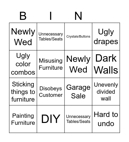 Decorating Cents Bingo Card