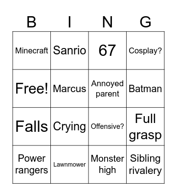 Halloween Bingo Card