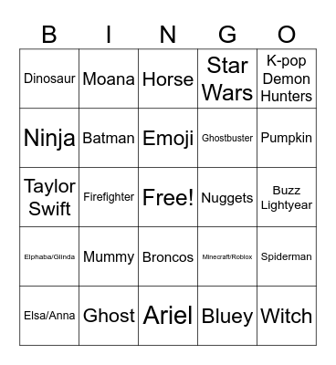 Halloween Bingo Card