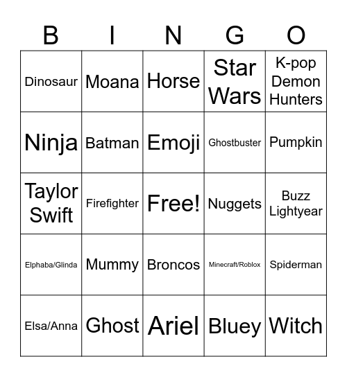 Halloween Bingo Card