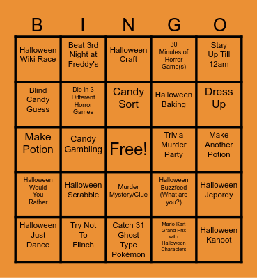 Halloween Bingo Card