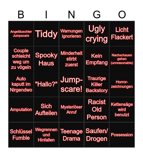Horrorbingo 2025 Bingo Card