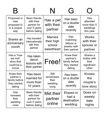 Game Day BINGO Card