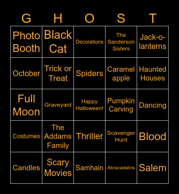 2025 Halloween Bingo Card