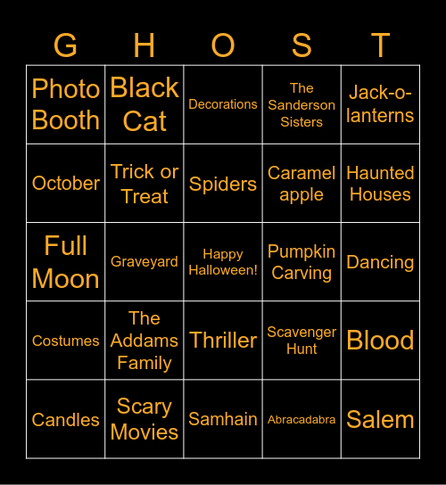 2025 Halloween Bingo Card