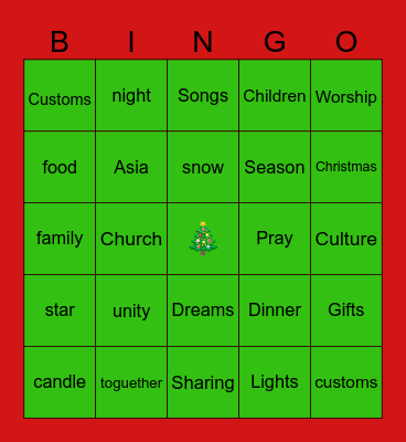 CHRISTMAS IN ASIA Bingo Card