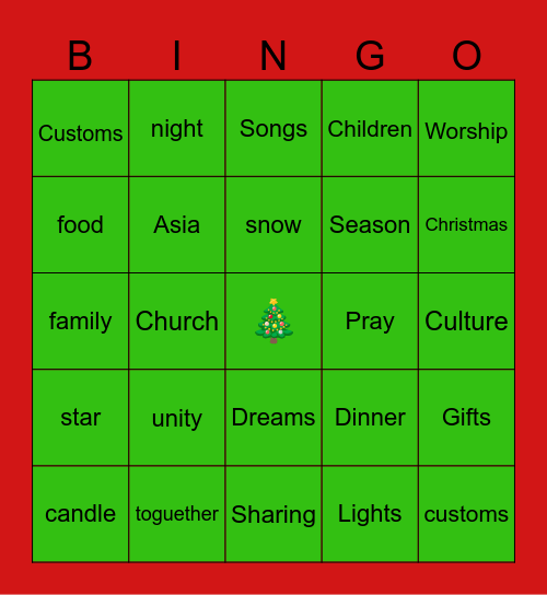CHRISTMAS IN ASIA Bingo Card