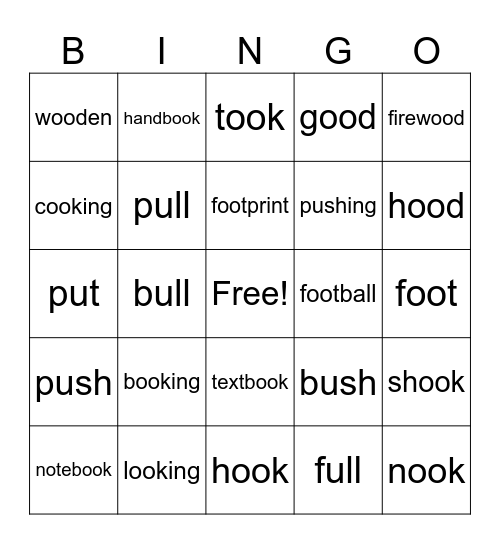 UFLI Lesson 89   U and OO Bingo Card