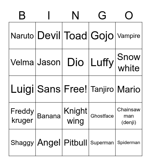 Halloween Bingo Card