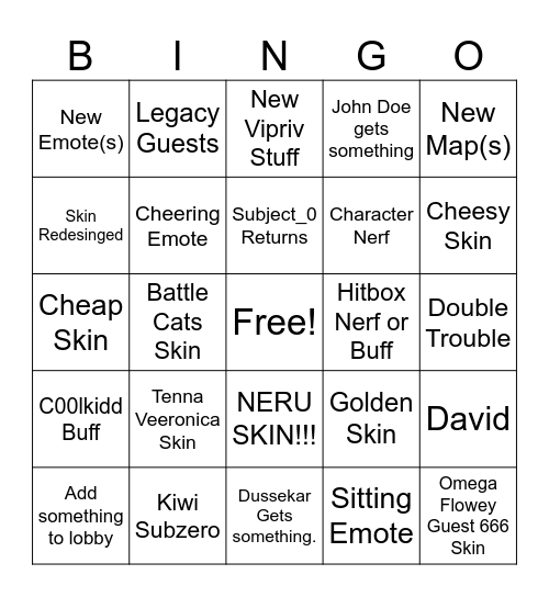 CHAPTER 2 BINGO BONGO Bingo Card