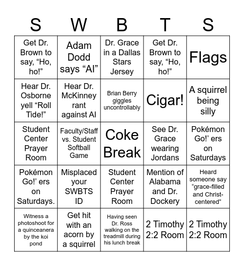 Southwestern Bingo Card