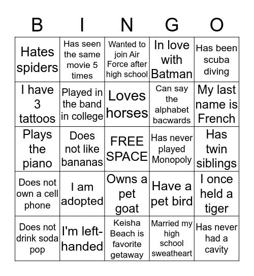 E M P L O Y E E Bingo Card