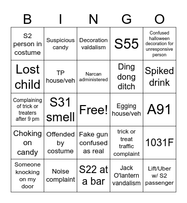 Halloween Bingo Card