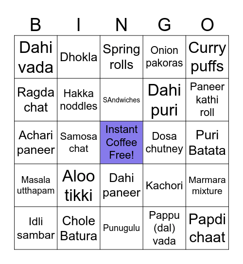 Bingo Bites Bingo Card