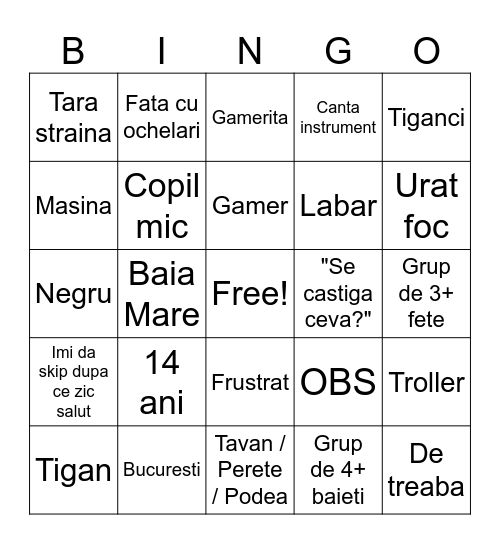 OME TV Bingo Card