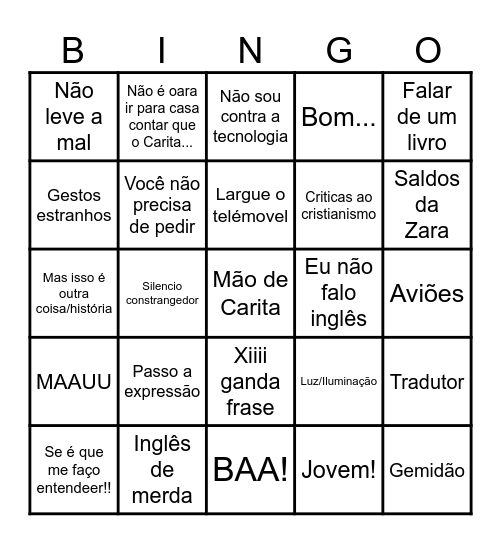 Bingo do Carita Bingo Card