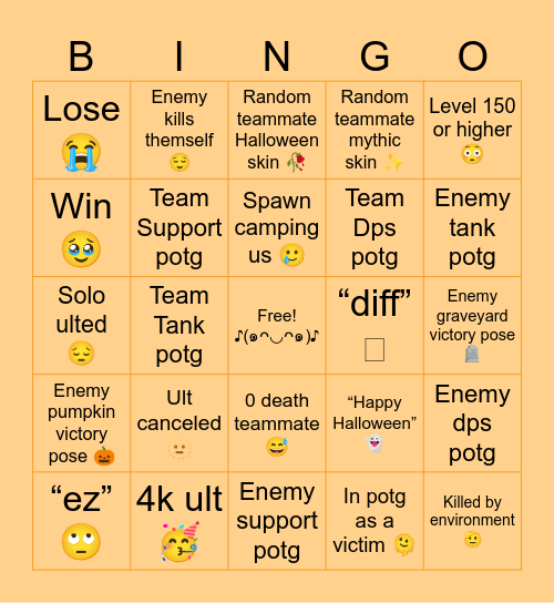 Slightly Spooky OW Bingo ᕦ(ò_óˇ)ᕤ Bingo Card