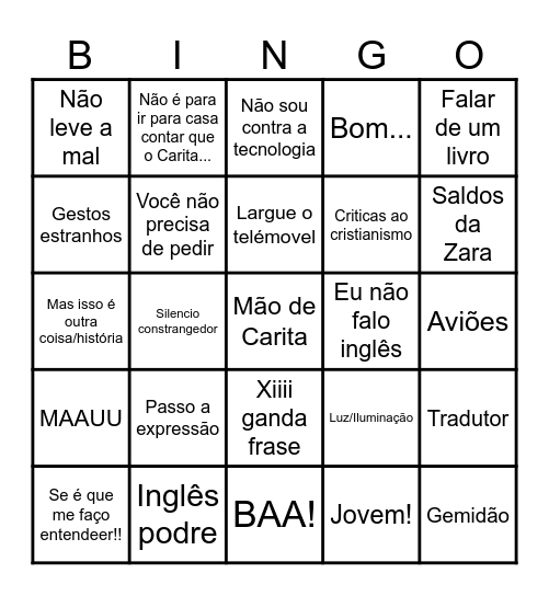 Bingo do Carita Bingo Card
