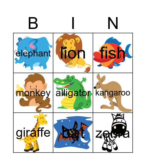 WILD ANIMALS Bingo Card