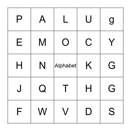 Alphabet Bingo Card
